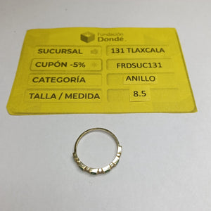 ANILLOS TEJIDO ANILLITO C CIRCONIAS Y PIEDRAS VERDES 14K 8.5 1.5 GR (NUEVO)