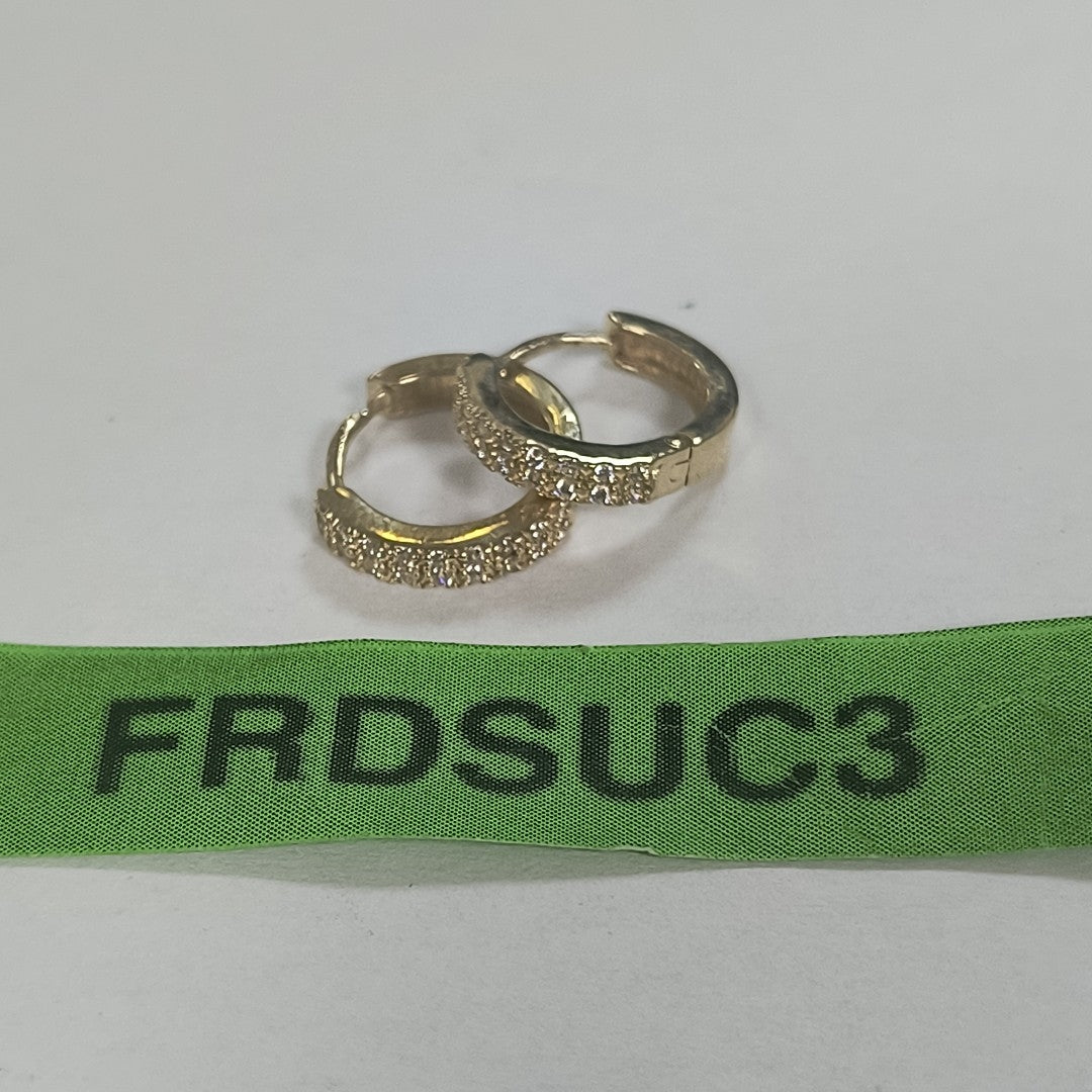 ARETES HUGGIES C CIRCONIAS 14K 1.7 GR (NUEVO)