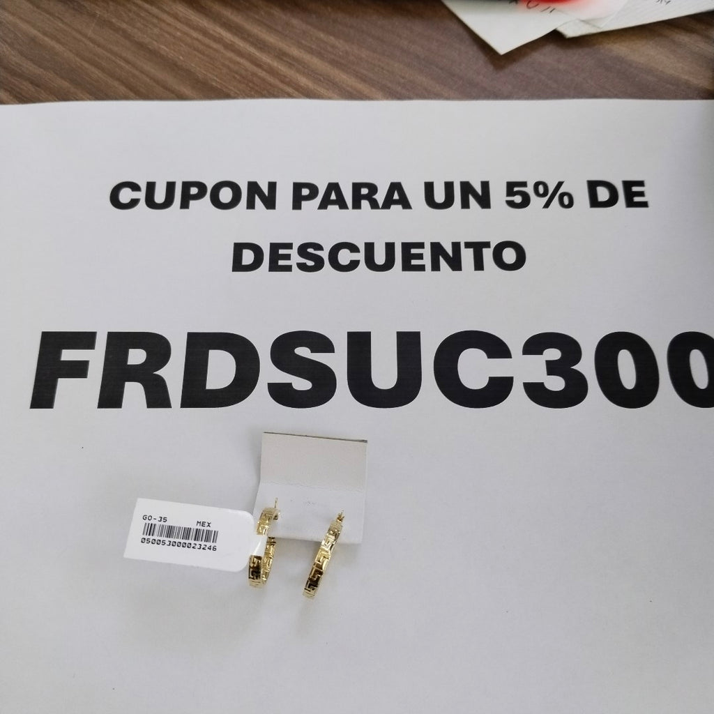 ARETES TEJIDO ARRACADAS TIPO GRECAS 14K 2.1 GR (NUEVO)