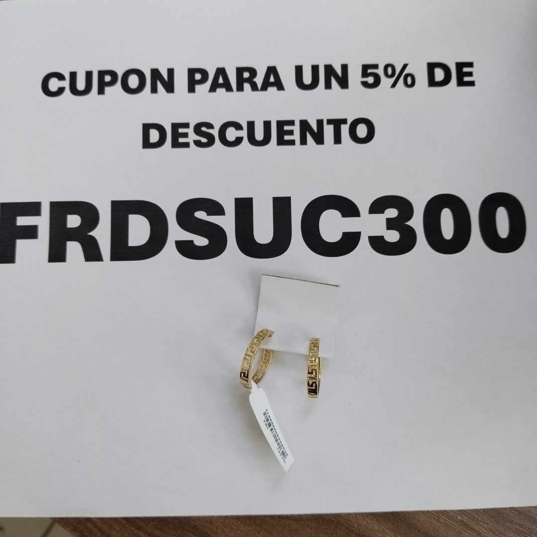 ARETES ARRACADA C GRECAS 14K 4.8 GR (NUEVO)