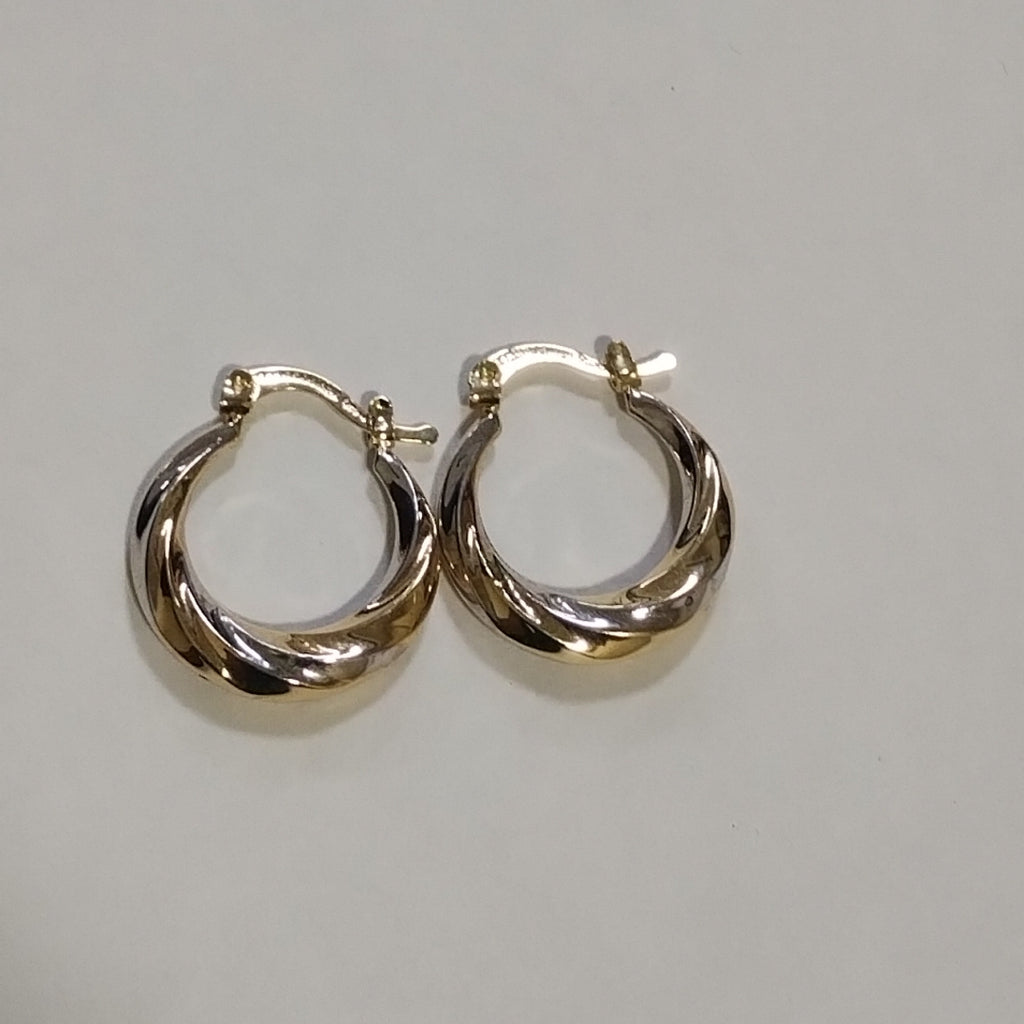 ARETES TEJIDO ARRACADA TRENZADA COMBINADA 14K 1.8 GR (NUEVO)