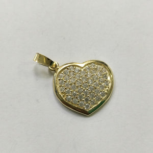 DIJE TEJIDO CORAZON CON CIRCONIAS 14K 1.8 GR (NUEVO)