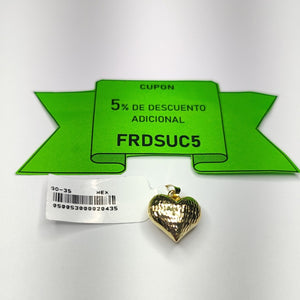 DIJE TEJIDO CORAZON LABRADO 14K 1 GR (NUEVO)