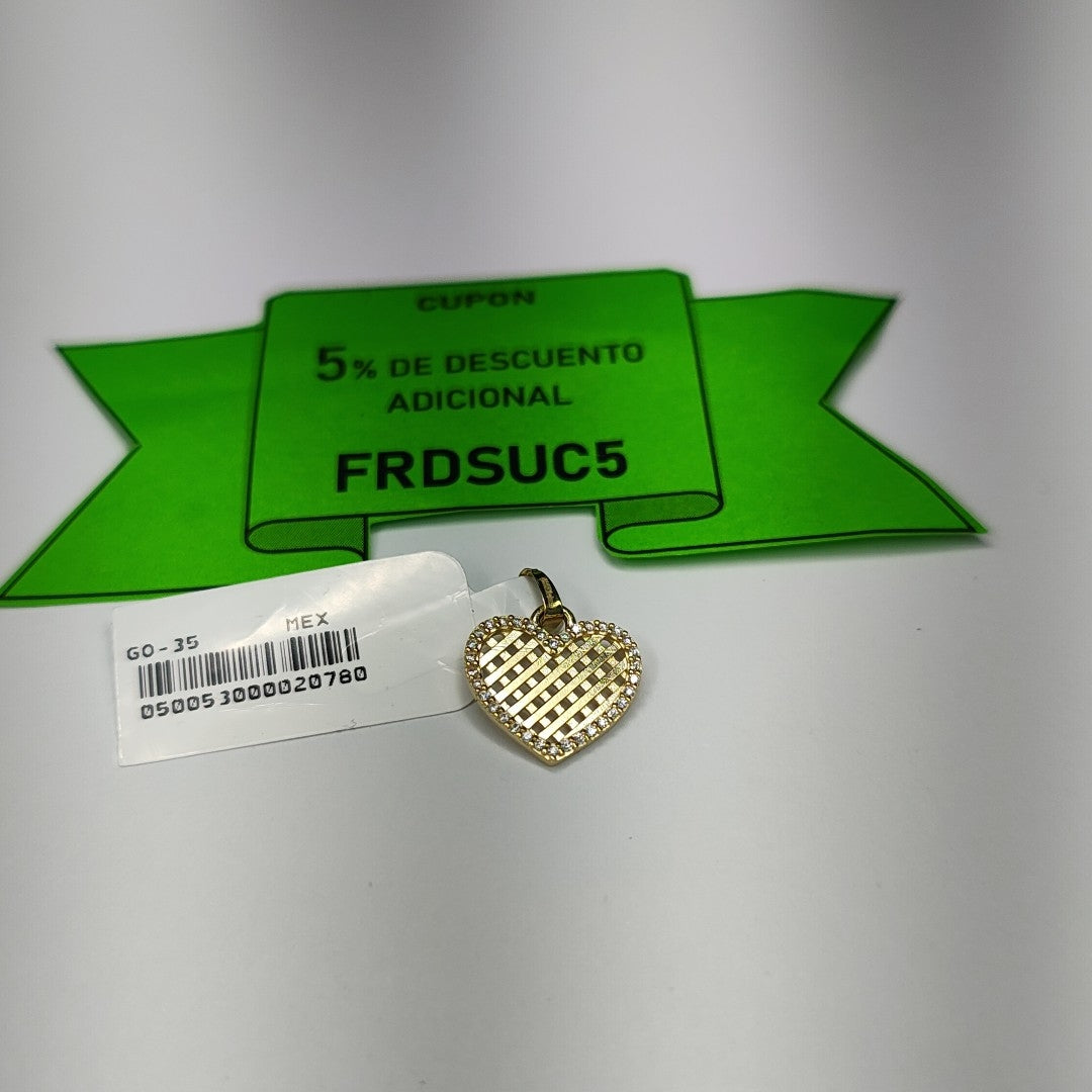 DIJE TEJIDO CORAZON CON CERCO DE CIRCONIAS 14K 1.2 GR (NUEVO)