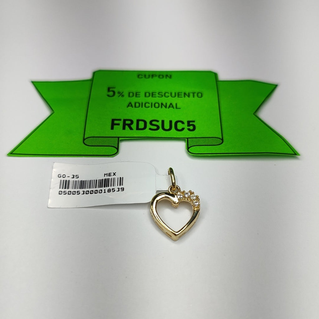 DIJE CORAZON CON CIRCONIAS 14K 1.4 GR (NUEVO)