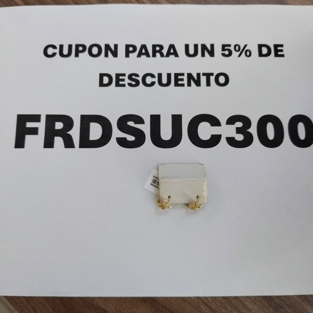 ARETES ARRACADAS CORAZON C CIRCONIAS 14K 1.8 GR (NUEVO)