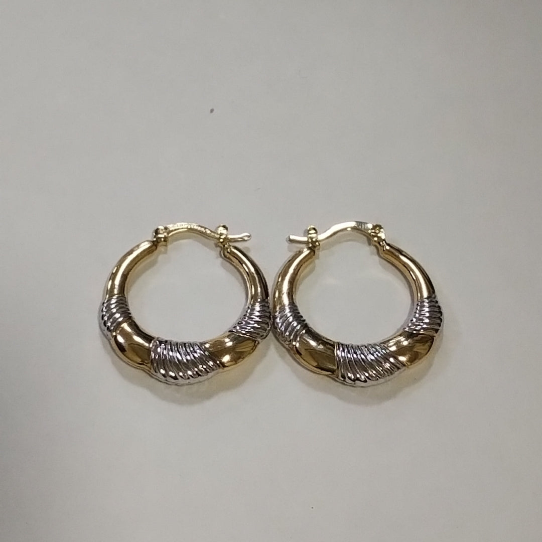ARETES ARRACADAS HUECAS COMBINADAS 14K 2.6 GR (NUEVO)