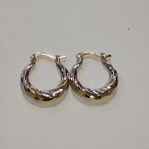 ARETES TEJIDO ARRACADA TRENZADA COMBINADA 14K 1.8 GR (NUEVO)