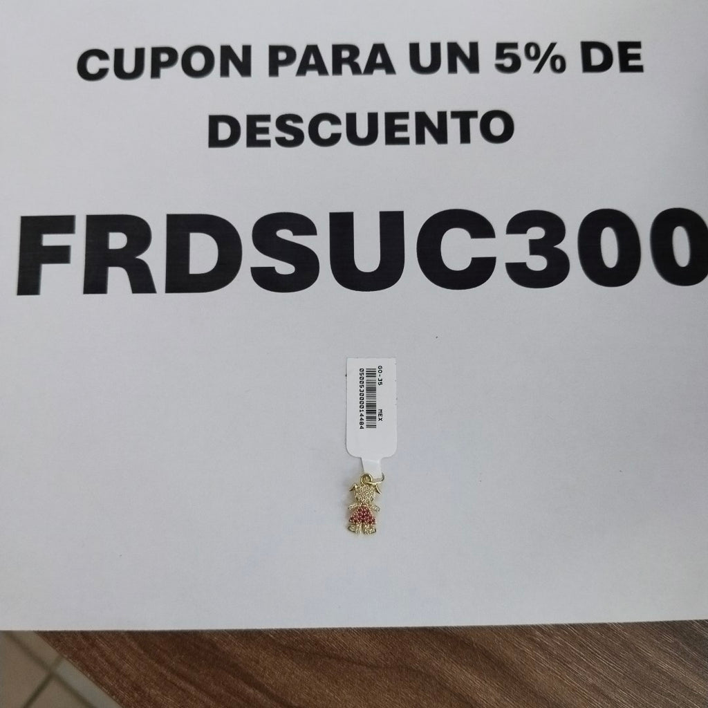 DIJE NIÑA CON CIRCONIAS Y PIEDRAS DE COLOR 10K 1 GR (NUEVO)
