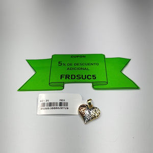 DIJE TEJIDO CORAZON LABRADO COMBINADO 14K 1.3 GR (NUEVO)