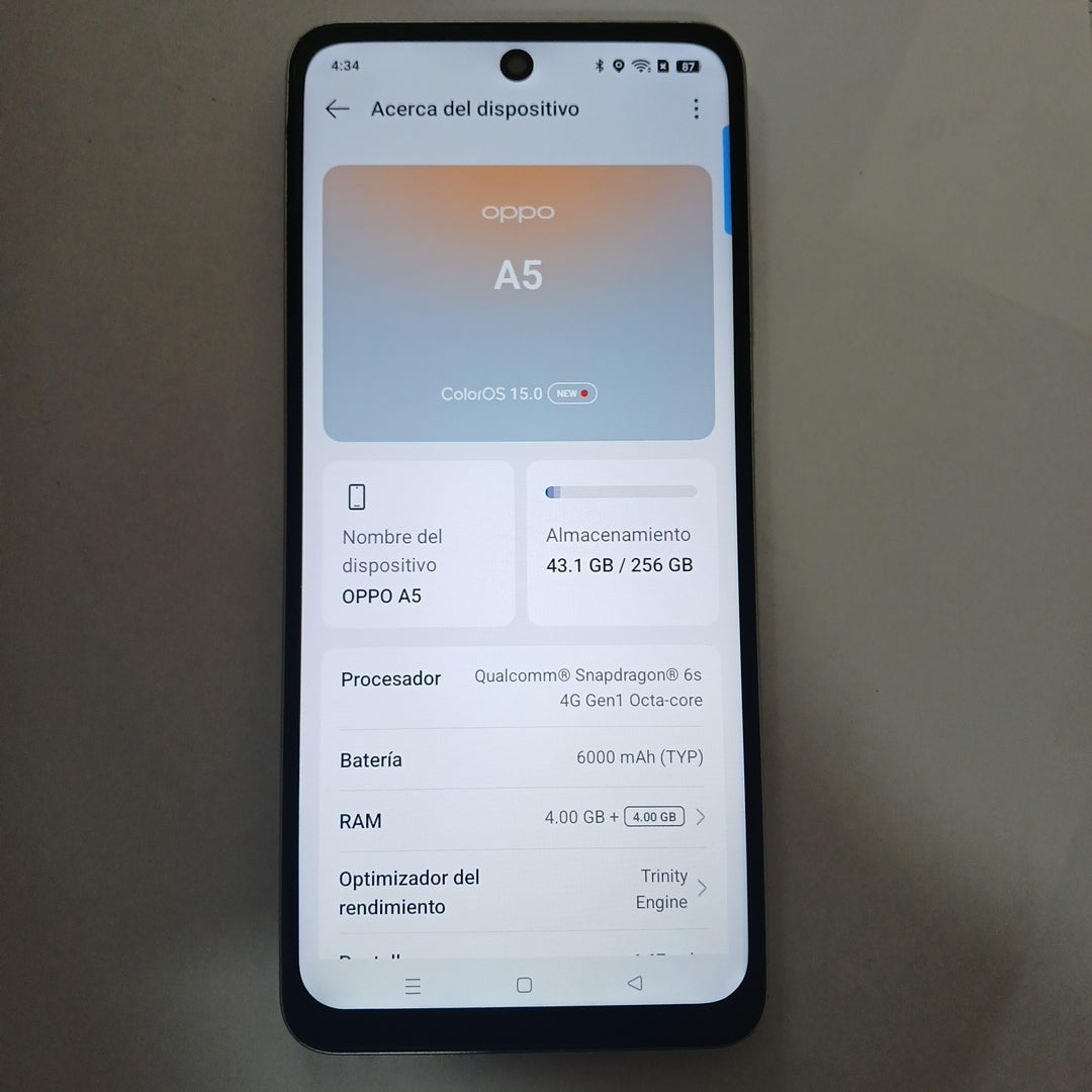CELULAR OPPO A5 CPH2727 (2025) 256 GB 4 GB RAM (SEMINUEVO)