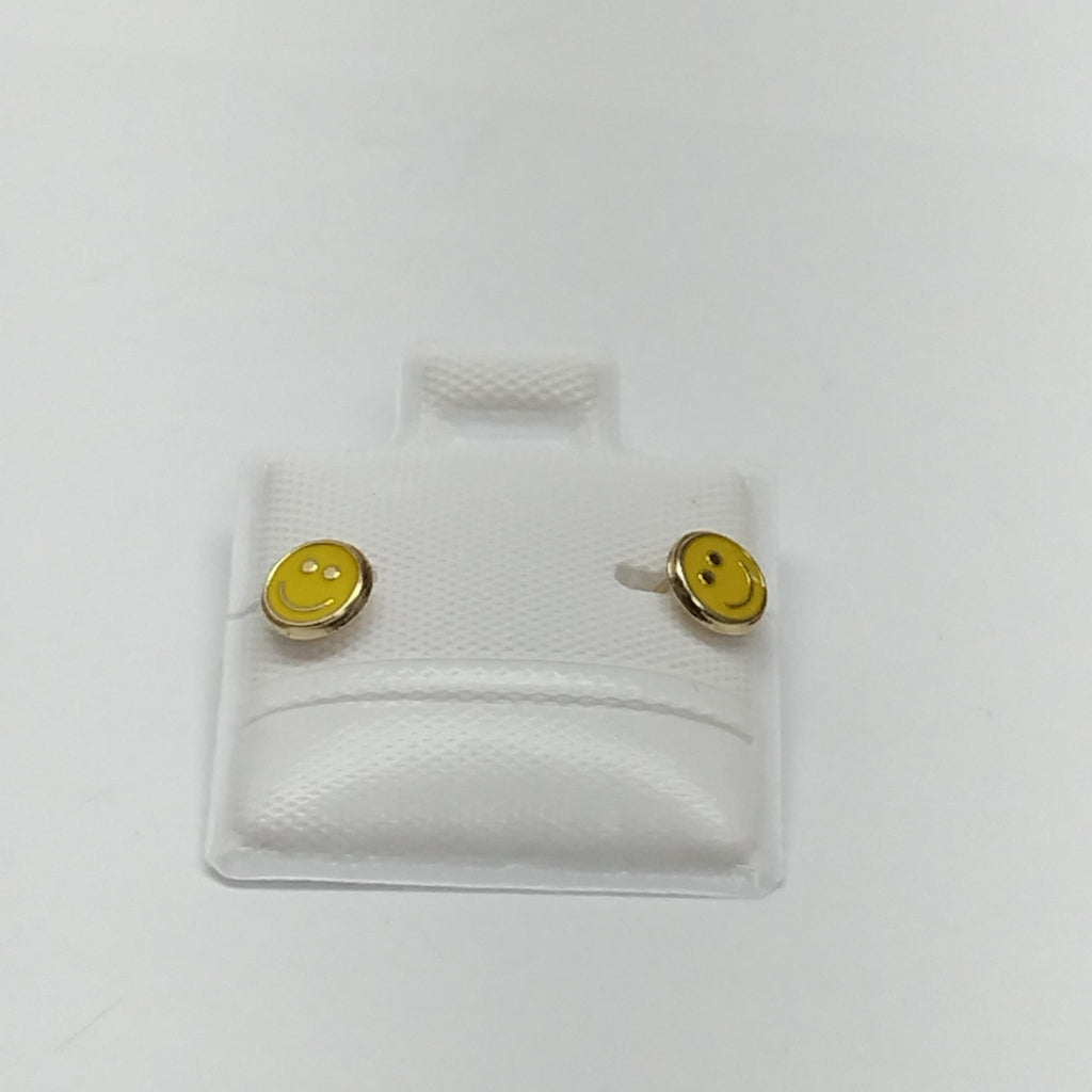 BROQUELES BROQUEL FIG SONRISA ESMALTE AMARILLO 14K 0.2074 GR (NUEVO)