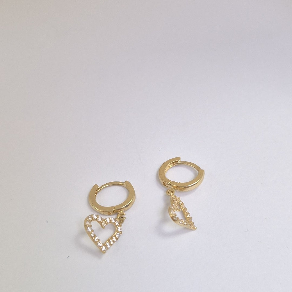 ARETES FIG CORAZON C CIRCONIAS 10K 1.8 GR (NUEVO)