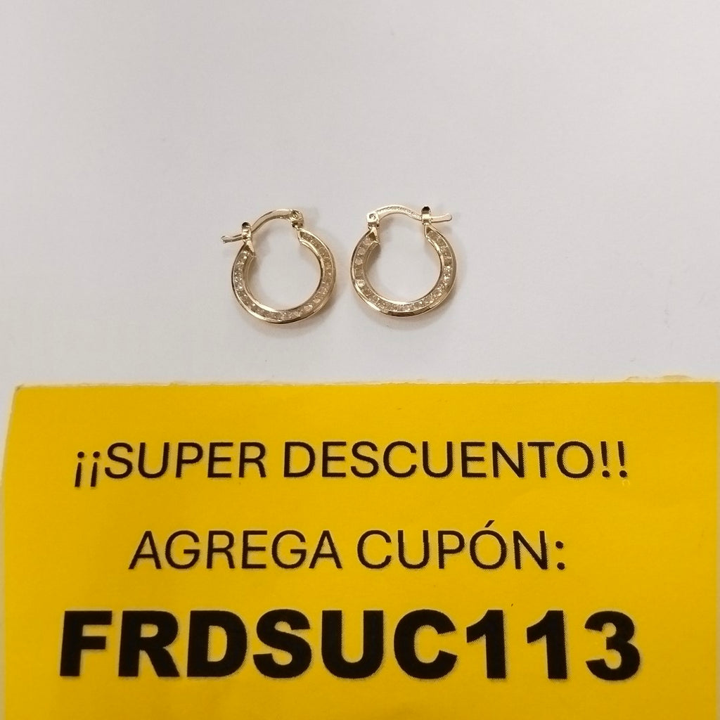 ARETES ARRACADAS CON CIRCONIAS 14K 2.4 GR (NUEVO)