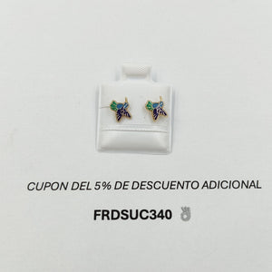 BROQUELES BROQUEL FIG COLIBRI ESMALTE AZUL 14K 0.2138 GR (NUEVO)