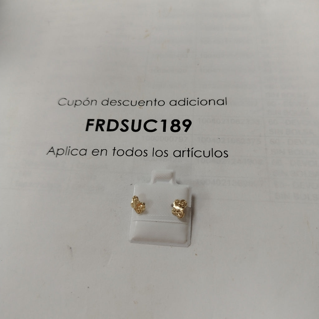 BROQUELES BROQUEL FIG MARIPOSA 14K 0.2668 GR (NUEVO)