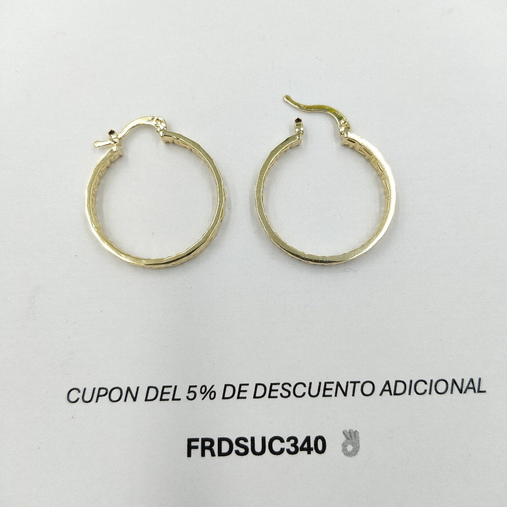ARETES TEJIDO ARRACADA CON GRECAS 14K 2.7 GR (NUEVO)