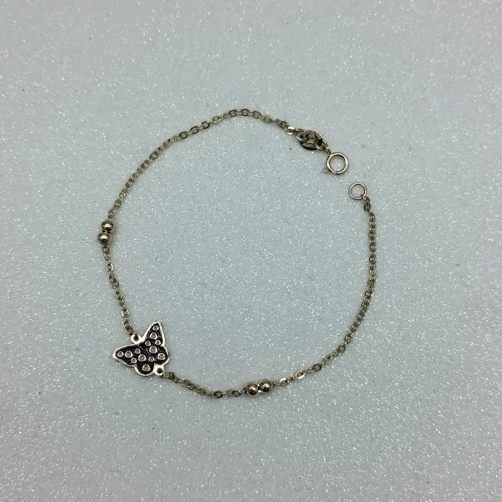 PULSERA TEJIDO ESPECIAL MARIPOSA CON ESMALTE 14K 18 CM 1.8 GR (NUEVO)
