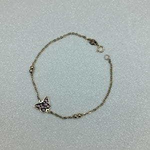 PULSERA TEJIDO ESPECIAL MARIPOSA CON ESMALTE 14K 18 CM 1.8 GR (NUEVO)