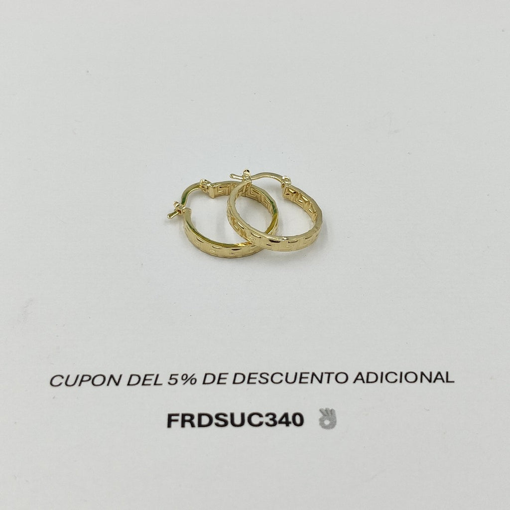 ARETES TEJIDO ARRACADAS TIPO GRECAS 14K 2.1 GR (NUEVO)