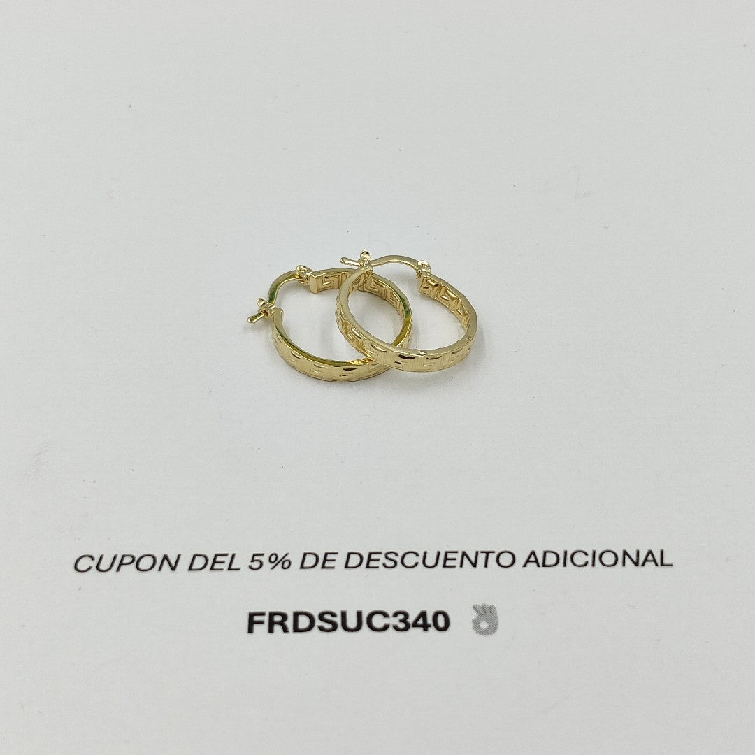 ARETES TEJIDO ARRACADAS TIPO GRECAS 14K 2.1 GR (NUEVO)
