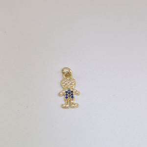 DIJE NIÑO CON CIRCONIAS Y PIEDRAS DE COLOR 10K 0.9 GR (NUEVO)