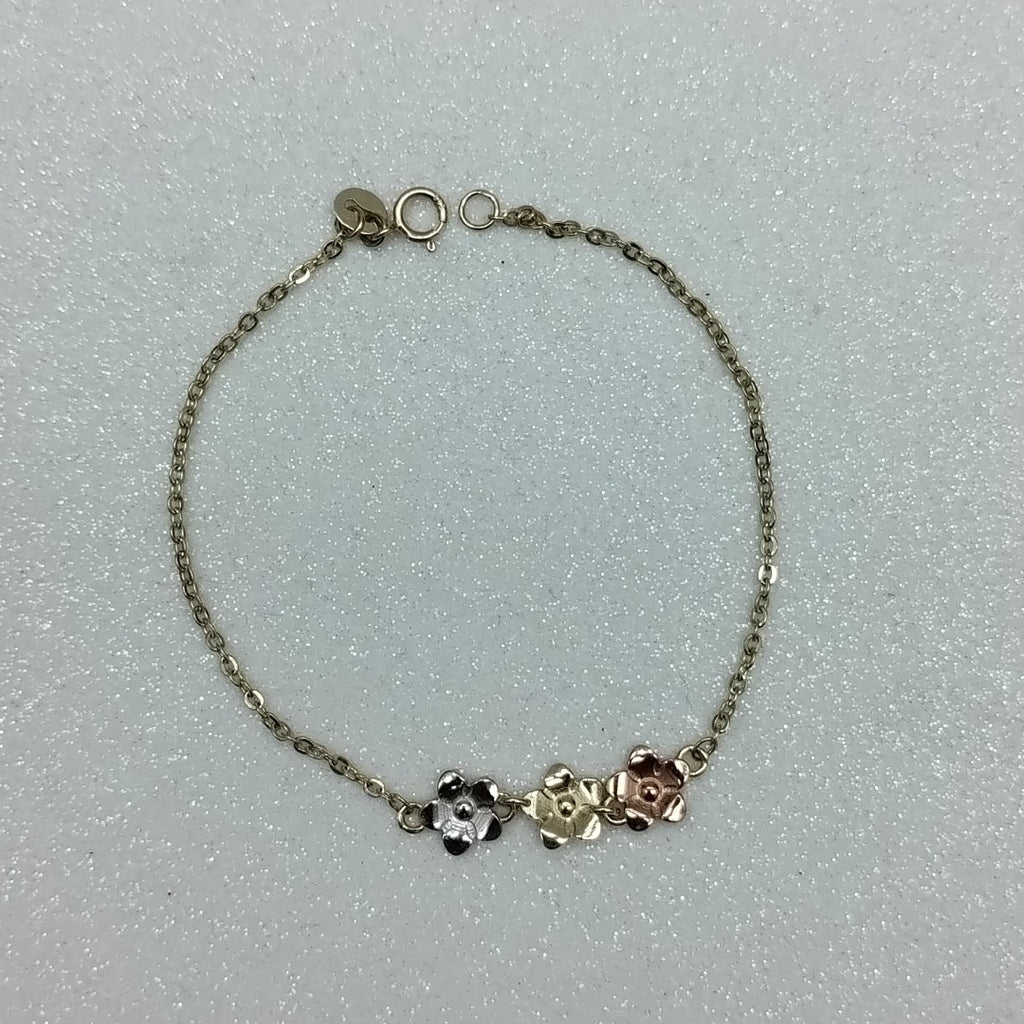 PULSERA TEJIDO ESPECIAL FIG FLORES 14K 18 CM 2 GR (NUEVO)