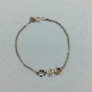 PULSERA TEJIDO ESPECIAL FIG FLORES 14K 18 CM 2 GR (NUEVO)
