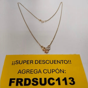 CADENA TEJIDO GARGANTILLA ESPECIAL C FLORES 14K 45 CM 3 GR (NUEVO)