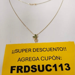 CADENA TEJIDO GARGANTILLA CON DIJE MARIPOSAS CIRCONIAS Y PIEDRAS DE COLOR 14K 45 CM 2 GR (NUEVO)