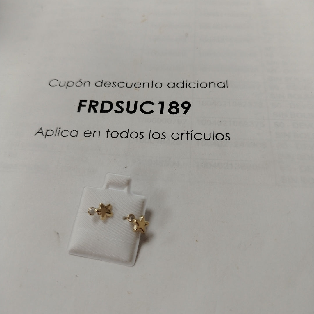 BROQUELES BROQUEL FIG ESTRELLA C CIRCONIA 14K 0.2603 GR (NUEVO)