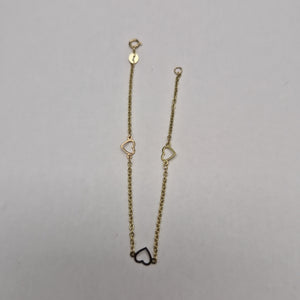 PULSERA ESPECIAL CON CORAZONES 14K 18 CM 1.2 GR (NUEVO)