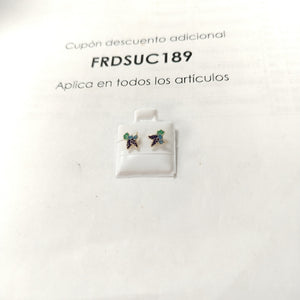BROQUELES BROQUEL FIG COLIBRI ESMALTE AZUL 14K 0.2138 GR (NUEVO)