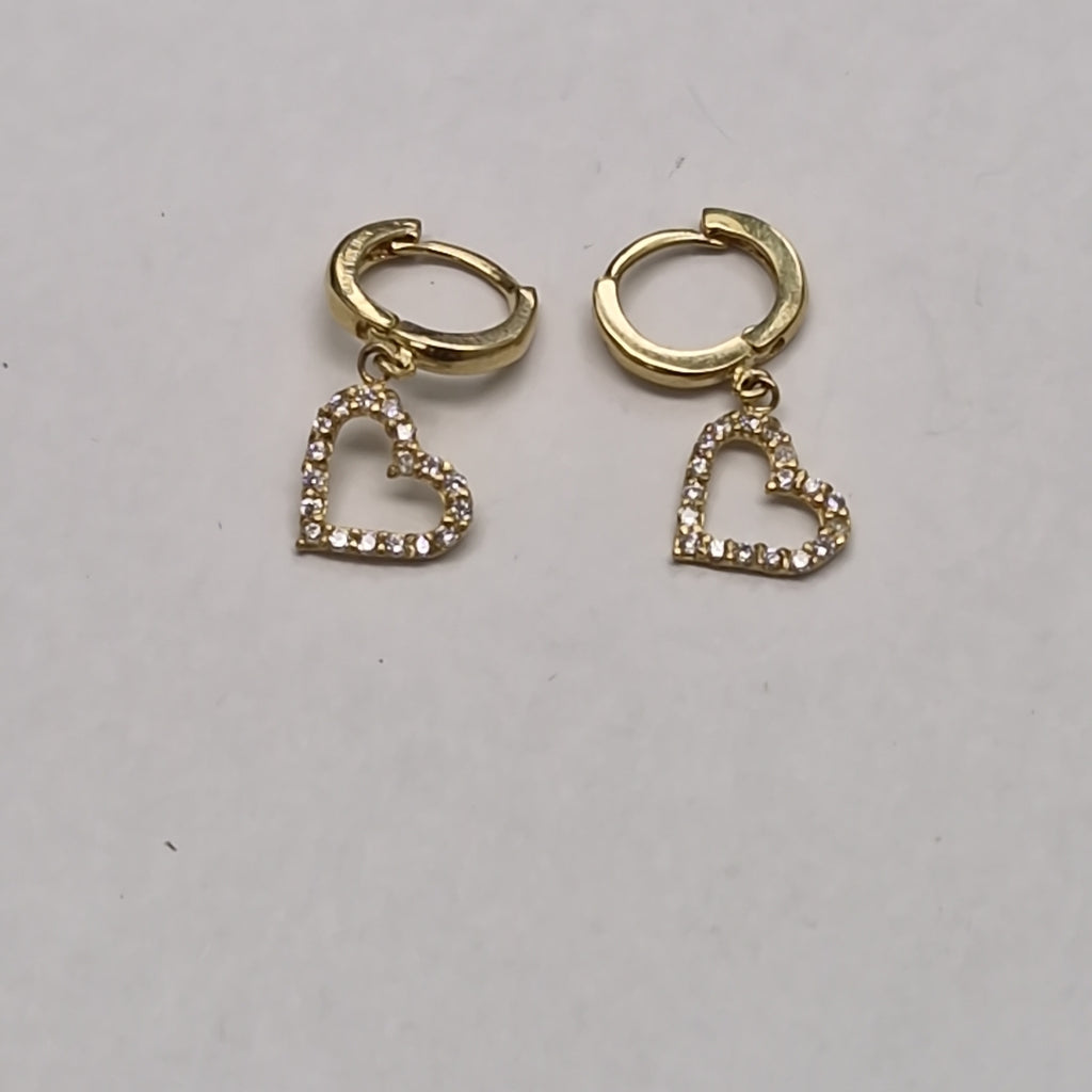 ARETES FIG CORAZON C CIRCONIAS 10K 1.8 GR (NUEVO)