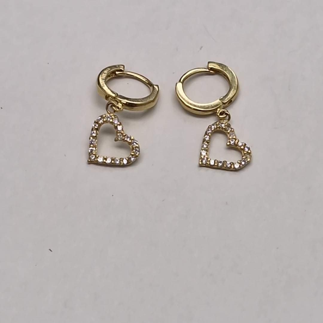 ARETES FIG CORAZON C CIRCONIAS 10K 1.8 GR (NUEVO)