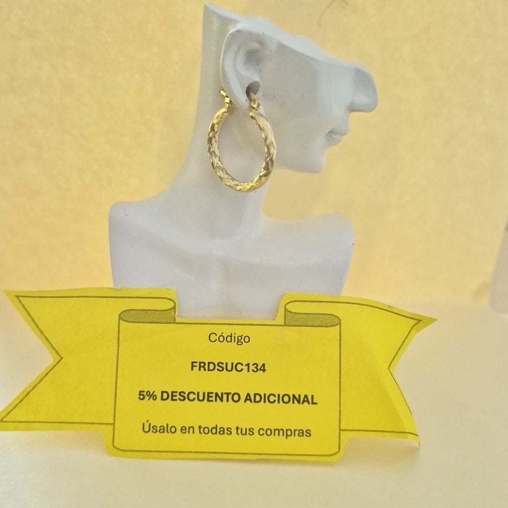 ARETES TEJIDO ARRACADA LABRADA 14K 2.7 GR (NUEVO)