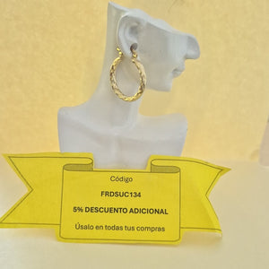 ARETES TEJIDO ARRACADA LABRADA 14K 2.7 GR (NUEVO)