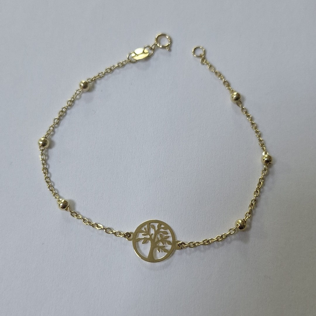 PULSERA TEJIDO ESPECIAL ARBOL 14K 18 CM 1.8 GR (NUEVO)