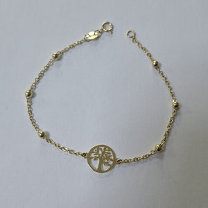 PULSERA TEJIDO ESPECIAL ARBOL 14K 18 CM 1.8 GR (NUEVO)
