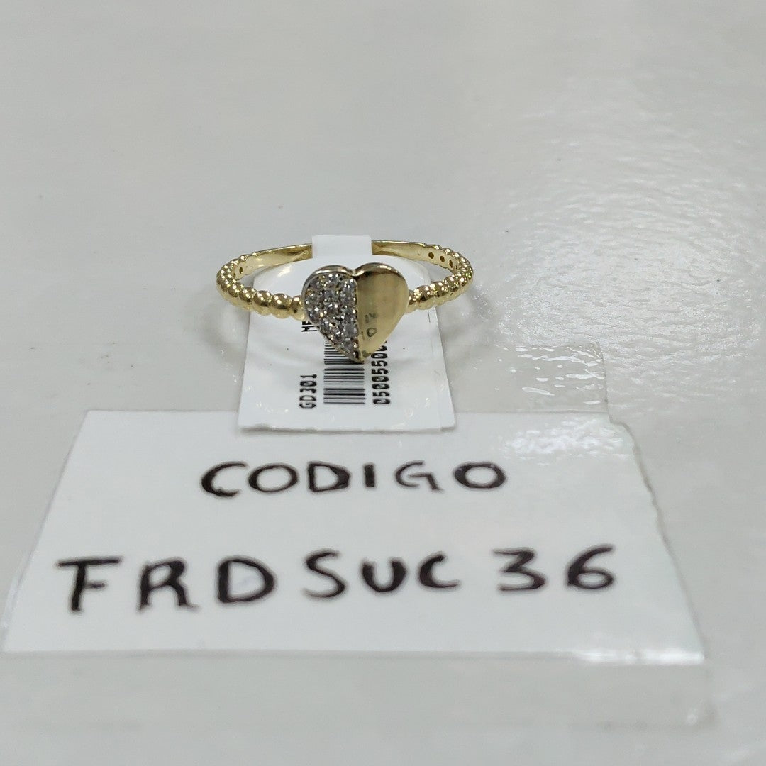 ANILLO ANILLITO FIG CORAZON C CIRCONIAS 14K 9 TALLA 1.6 GR (NUEVO)