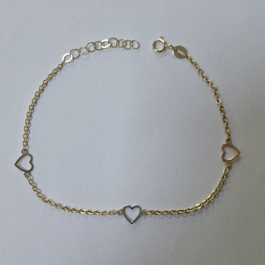 PULSERA ESPECIAL CON CORAZONES 10K 18 CM 1.2 GR (NUEVO)