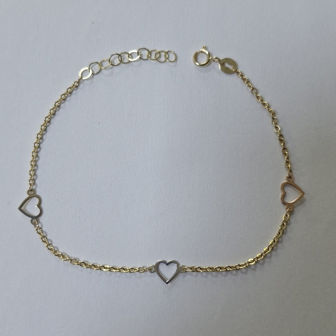 PULSERA ESPECIAL CON CORAZONES 10K 18 CM 1.2 GR (NUEVO)