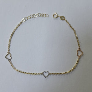 PULSERA ESPECIAL CON CORAZONES 10K 18 CM 1.2 GR (NUEVO)