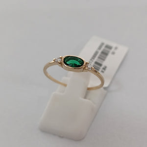 ANILLOS TEJIDO ANILLITO C CIRCONIAS Y PIEDRA VERDE 14K 8 1.2 GR (NUEVO)