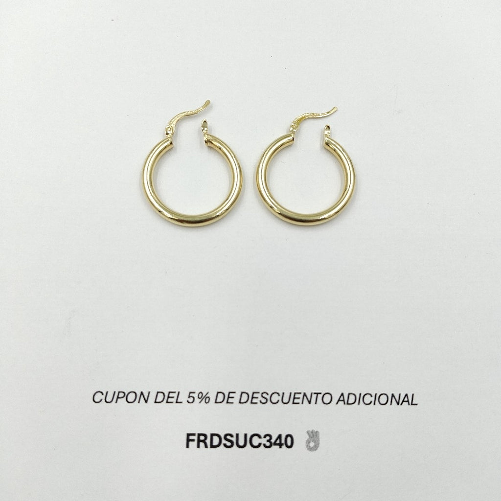 ARETES TEJIDO ARRACADAS LISAS HUECAS 14K 2.1 GR (NUEVO)
