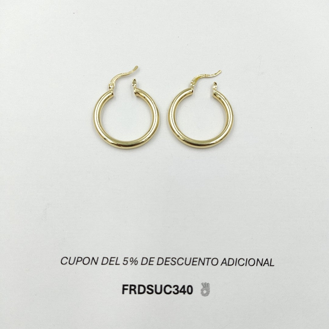 ARETES TEJIDO ARRACADAS LISAS HUECAS 14K 2.1 GR (NUEVO)