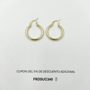 ARETES TEJIDO ARRACADAS LISAS HUECAS 14K 2.1 GR (NUEVO)