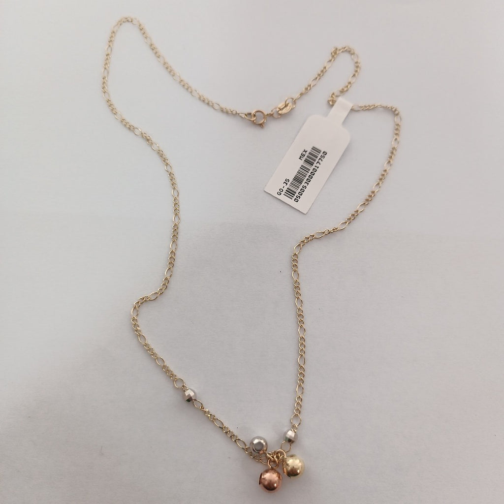 CADENA GARGANTILLA 3X1 CON ESFERAS COMBINADAS 14K 45 CM 3.1 GR (NUEVO)