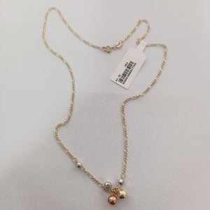 CADENA GARGANTILLA 3X1 CON ESFERAS COMBINADAS 14K 45 CM 3.1 GR (NUEVO)