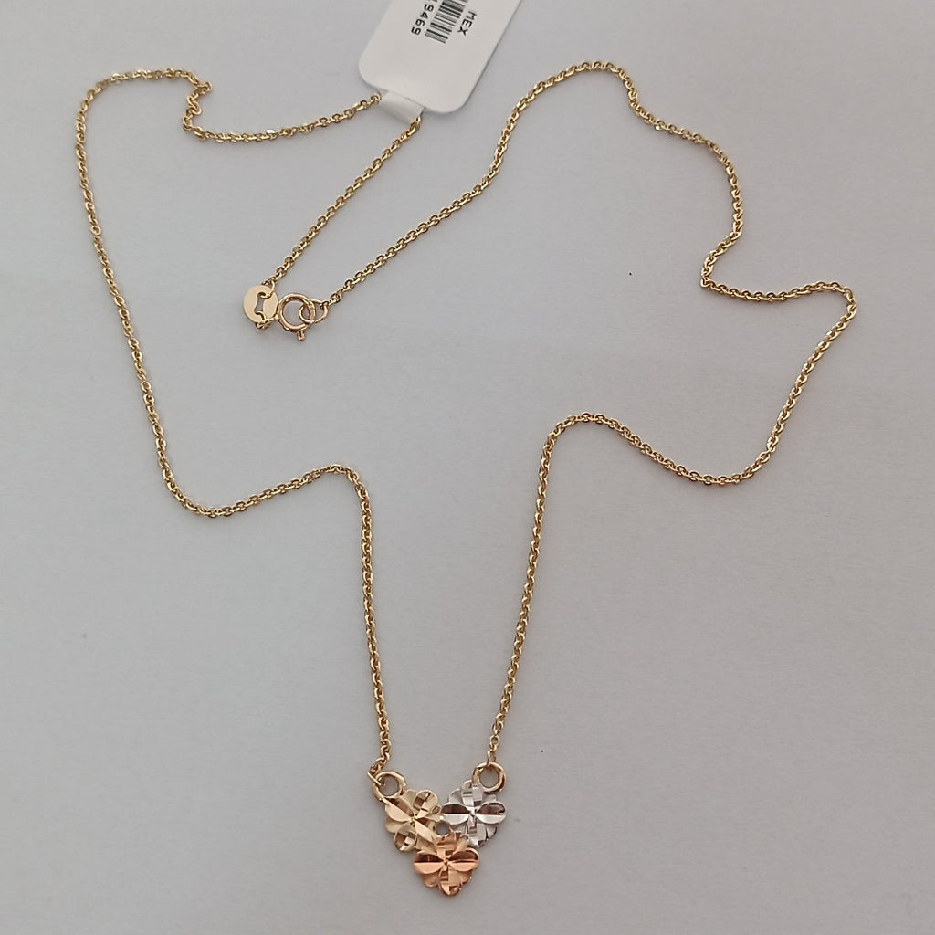 CADENA TEJIDO GARGANTILLA ESPECIAL C FLORES 14K 45 CM 3 GR (NUEVO)